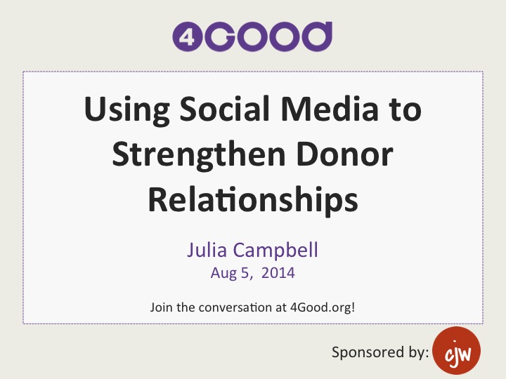 Using Social Media to Strengthen Donor Relationships