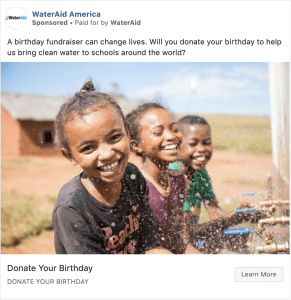 Facebook birthday fundraisers