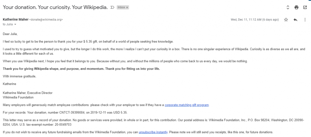 Wikipedia email