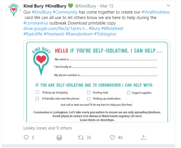 Kind Bury shares resources via Twitter and Facebook