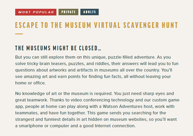 Virtual scavenger hunt